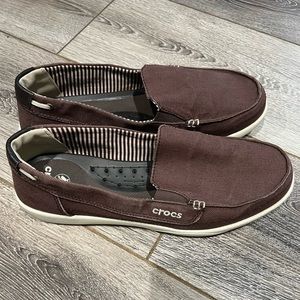 SOLD - Crocs | Women’s | Walu | Canvas | Loafer | Comfort | Slip On | Brown | S…